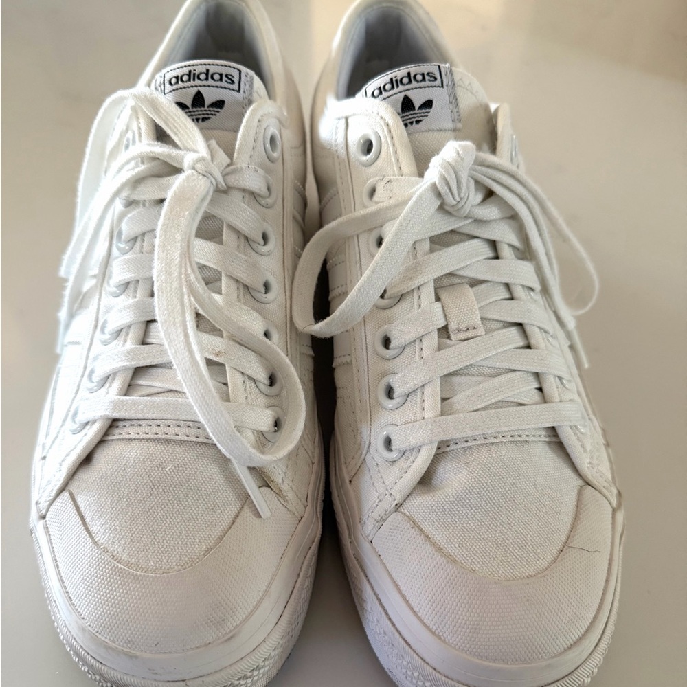 ADIDAS•white Nizza canvas platform lace up sneakers 10 - Picture 3 of 10